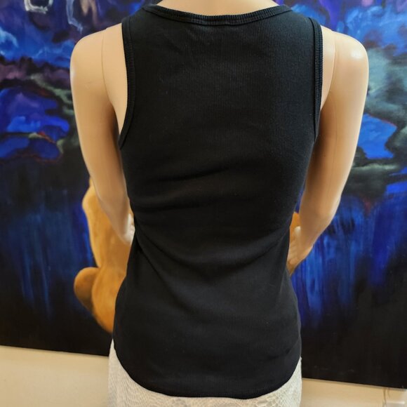 VocalUSA - Black Tank Top with Embellished Cross Pattern Size Small - Picture 9 of 14
